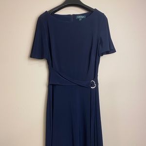 Ralph Lauren Navy Blue Wrap Midi Dress in Size 2
